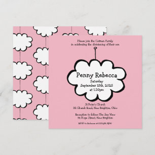 Cloud on a String Christening Invitation