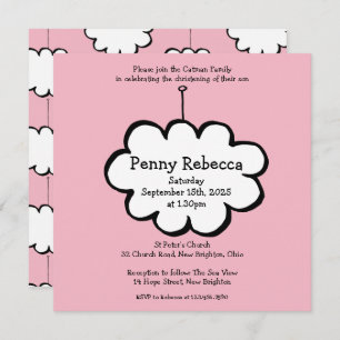 Cloud on a String Christening Invitation