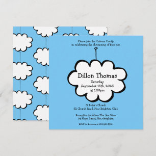Cloud on a String Christening Invitation