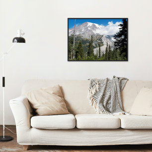 Cloud Passing Over Mount Rainier Photo Glossy Poster