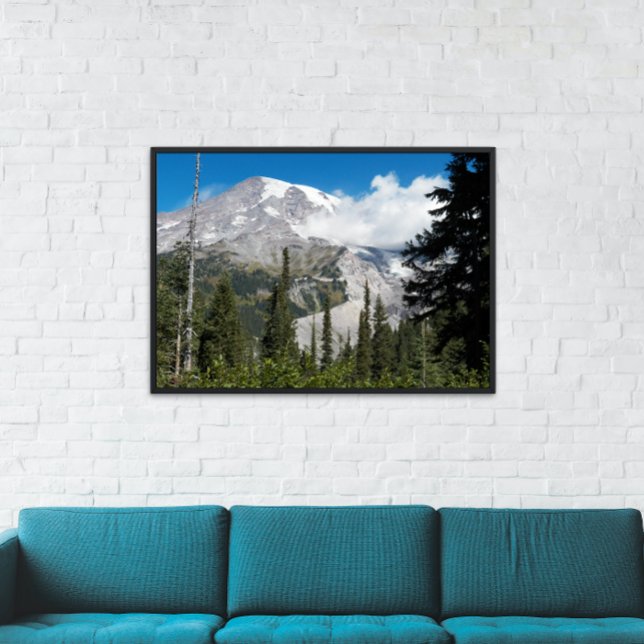 Cloud Passing Over Mount Rainier Photo Print (In Situ Framed)