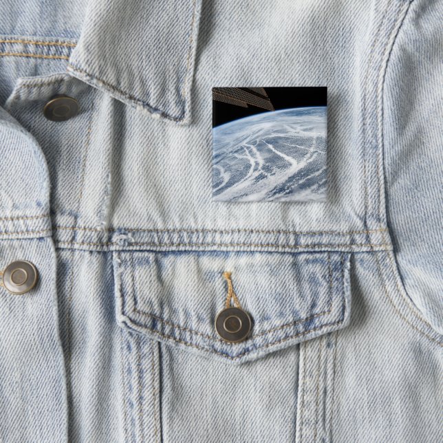 Cloud Patterns South Of The Aleutian Islands. 2 Inch Square Button (In Situ)