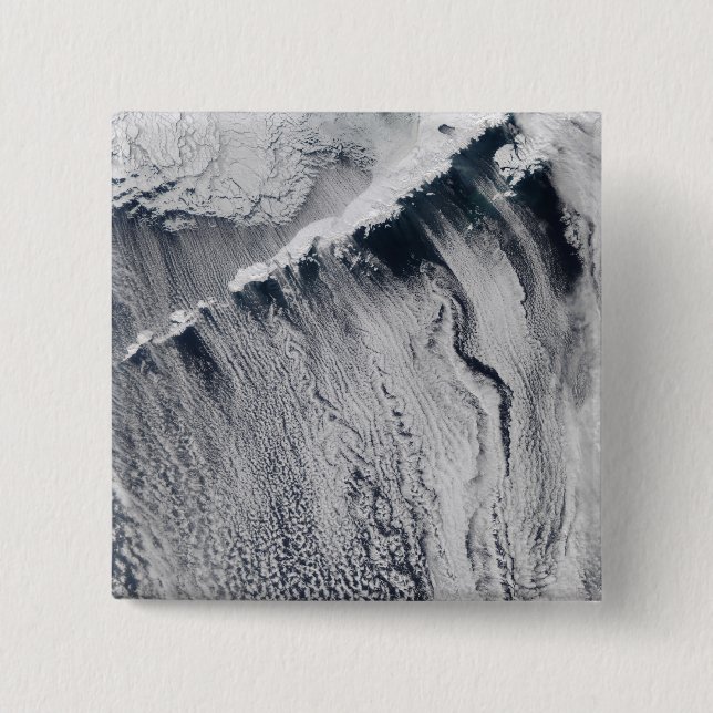 Cloud patterns visible over the Aleutian Island 2 Inch Square Button (Front)