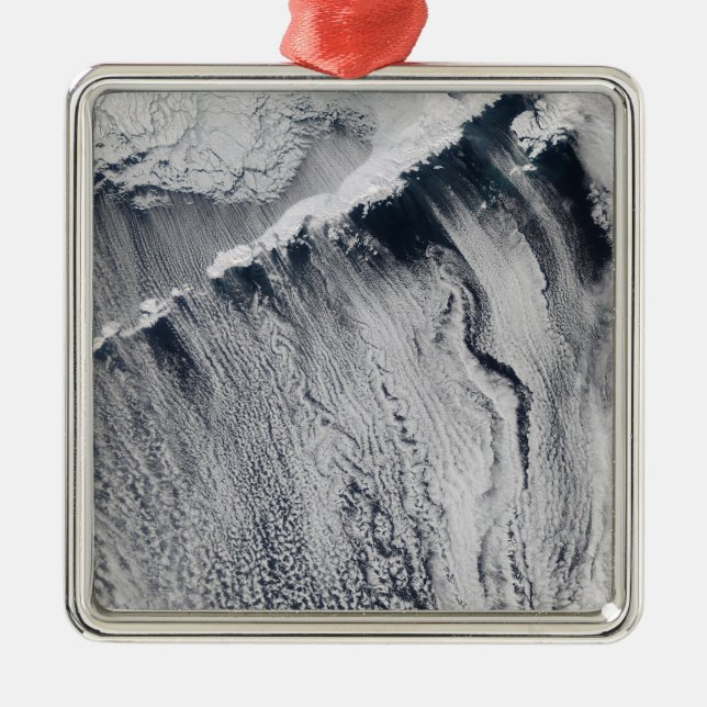 Cloud patterns visible over the Aleutian Island Metal Ornament (Front)
