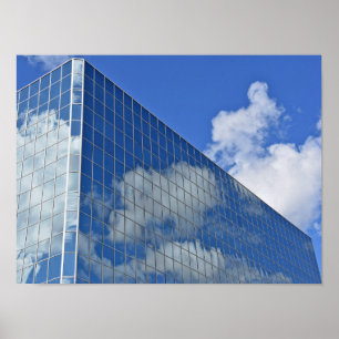 cloud reflection in glass skyscraper poster