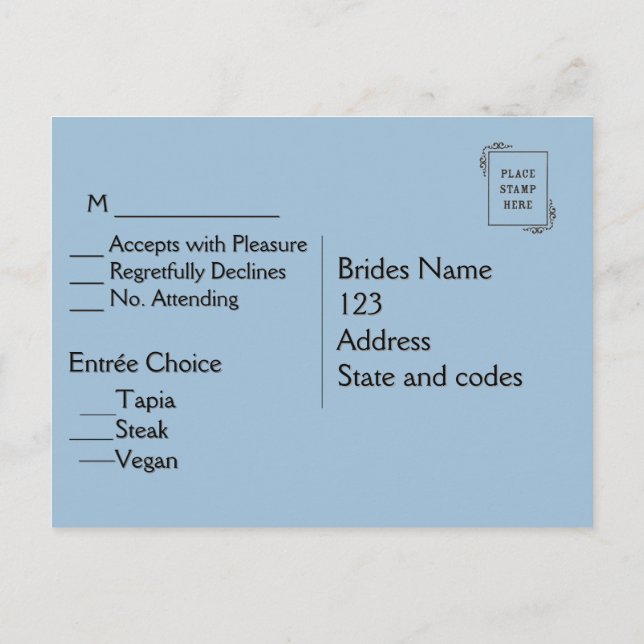 Cloud RSVP avec choix de menu (Dos)