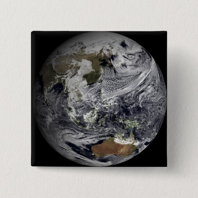 Cloud simulation of the full Earth 2 Inch Square Button (Front)