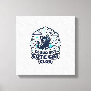Cloud Sky Cute Cat Pet Lover Shirt Art - Cloud Sky Canvas Print
