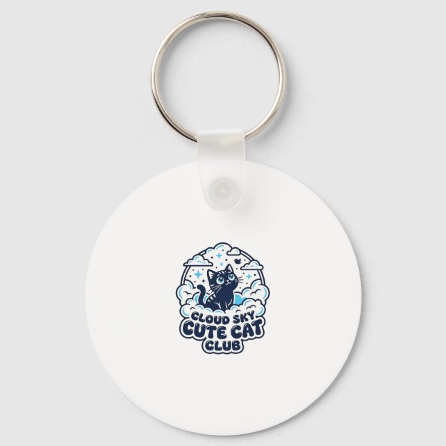 Cloud Sky Cute Cat Pet Lover Shirt Art - Cloud Sky Keychain (Front)