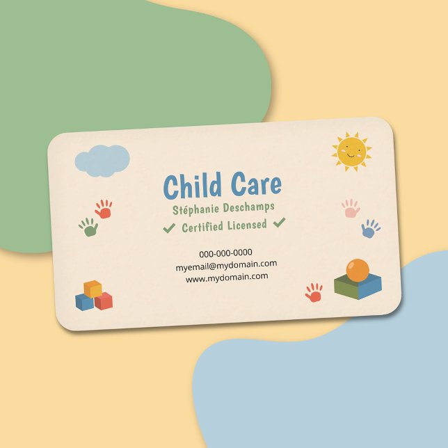 Cloud & Smiling Sun - Child Care Business Card (Cloud & Smiling Sun - Child Care Business Card)