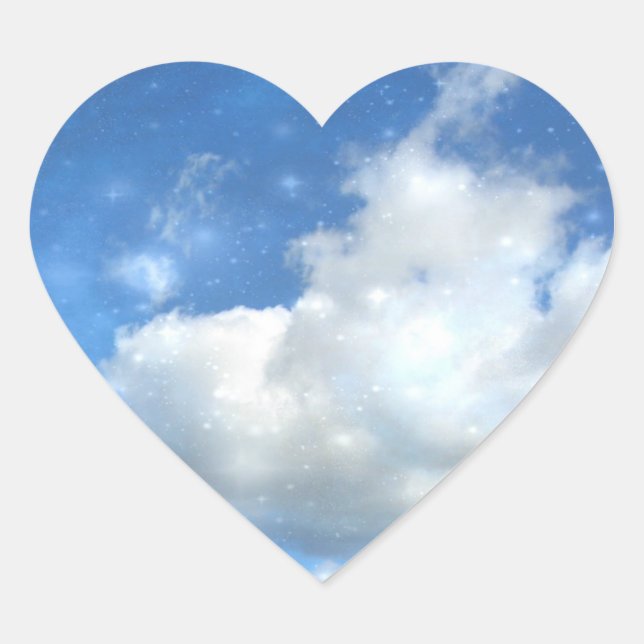 Cloud Sparkles Heart Sticker (Front)