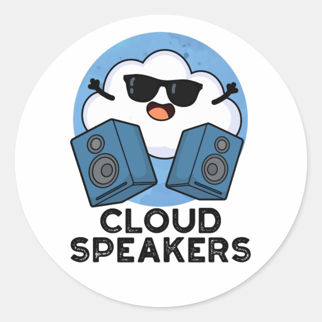 Cloud Speakers Funny Weather Pun  Classic Round Sticker (Front)