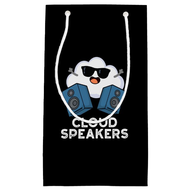 Cloud Speakers Funny Weather Pun Dark BG Small Gift Bag (Front)