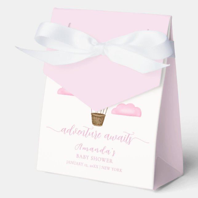 Cloud Star Rainbow Hot Air Balloon Baby Shower Favor Box (Front)