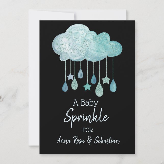 *~* Cloud Stars Rain Drops  Sprinkle Invitation (Front)