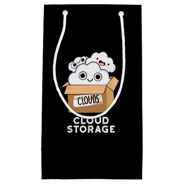 Cloud Storage Funny Weather Technology Pun Dark BG Small Gift Bag (Front)