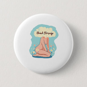 Cloud Storage Woman 2 Inch Round Button