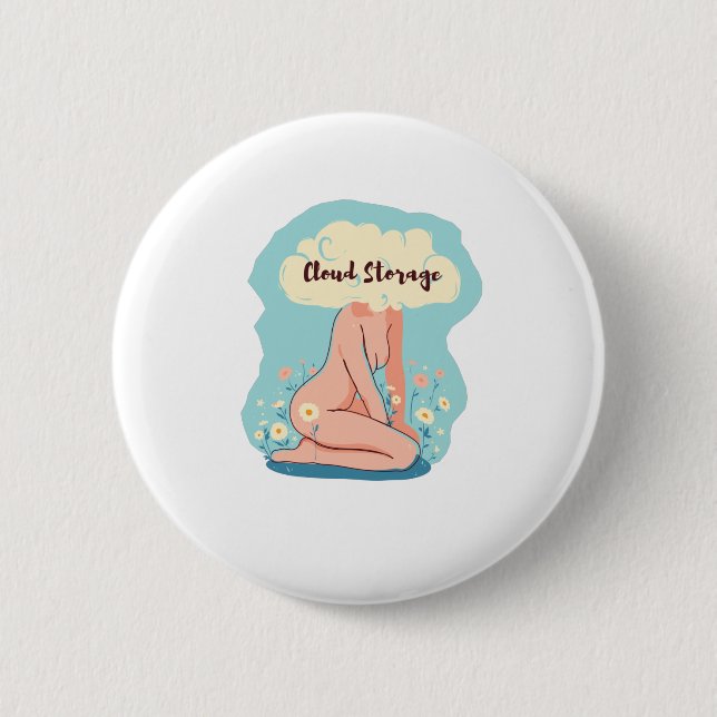 Cloud Storage Woman 2 Inch Round Button (Front)