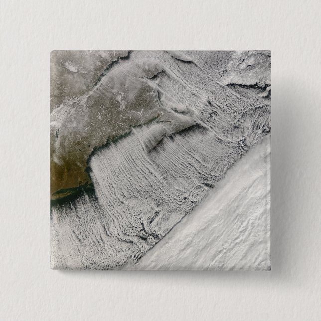 Cloud streets off New England and the Maritimes 2 Inch Square Button (Front)
