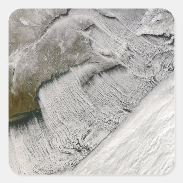 Cloud streets off New England and the Maritimes Square Sticker (Front)