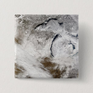 Cloud streets over Lake Superior and Lake Michi 2 Inch Square Button