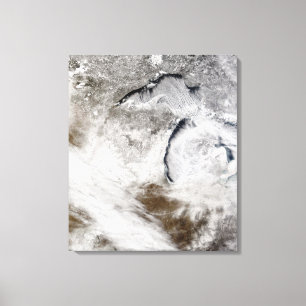Cloud streets over Lake Superior and Lake Michi Canvas Print