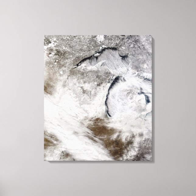 Cloud streets over Lake Superior and Lake Michi Canvas Print (Front)