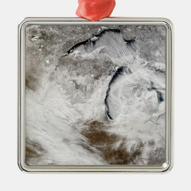 Cloud streets over Lake Superior and Lake Michi Metal Ornament (Front)