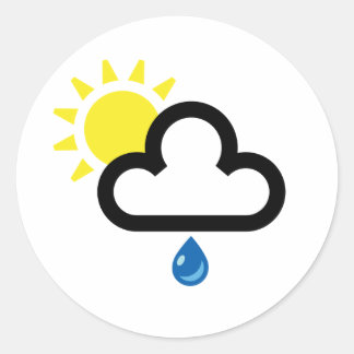 Cloud Sun Rain Symbol Classic Round Sticker