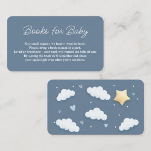 Cloud Theme Baby Shower Blue Book Request Enclosure Card