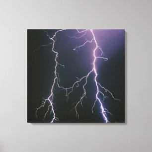 Cloud to ground lightning flash from a dissipating canvas print