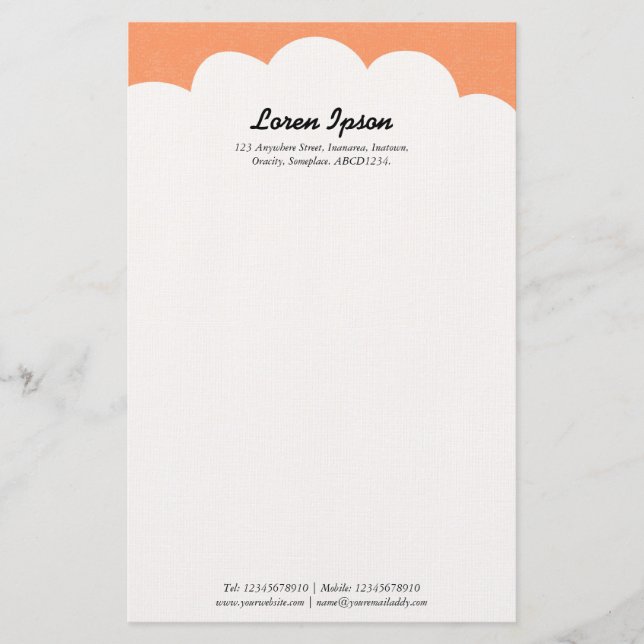 Cloud Top - Peach Stationery (Front)