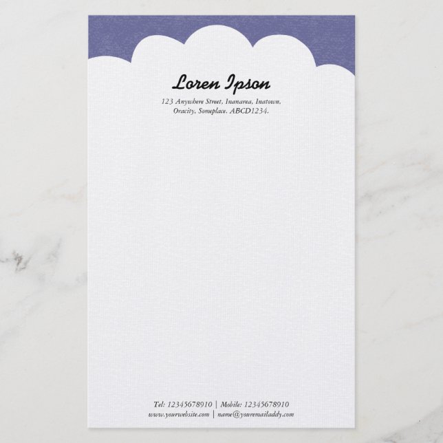 Cloud Top - Purple Grey Stationery (Front)