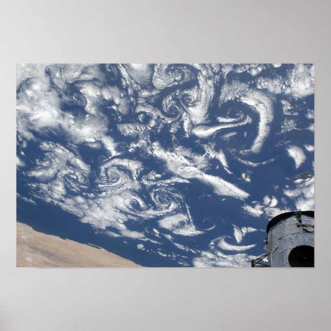 Cloud vortex streets off the coast poster (Front)