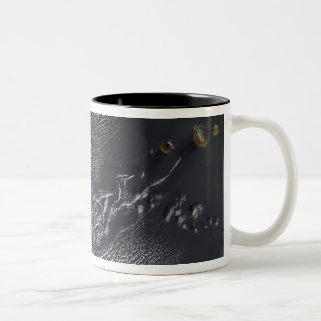 Cloud vortices over the Cape Verde islands Two-Tone Coffee Mug (Right)