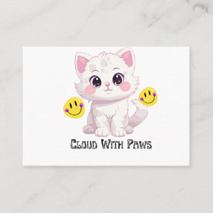 "Cloud With Paws Cute Fluffy Cat Business Card" Card