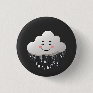 cloud with rain drops 1 inch round button