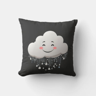 cloud with rain drops throw pillow