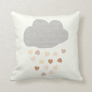 Cloud with rain hearts nursery pillow