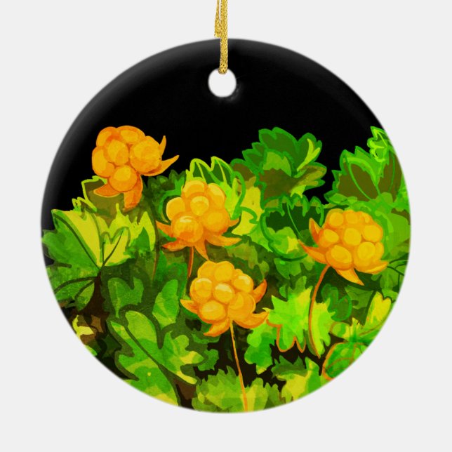 Cloudberries Ceramic Ornament (Back)