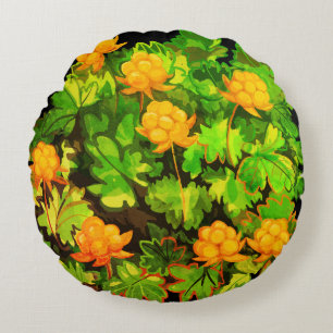 Cloudberries Round Pillow