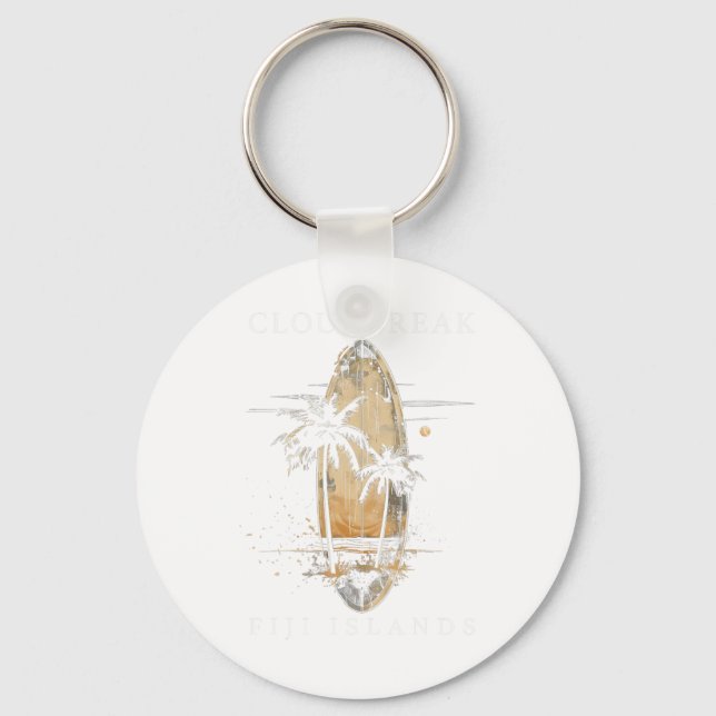 Cloudbreak Fiji Islands Surf Vintage Surfing Surfe Keychain (Front)