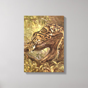 Clouded Leopard by CE Swan, Vintage Wild Animals Canvas Print