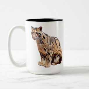 clouded leopard photograph jungle big cat animal   Two-Tone coffee mug