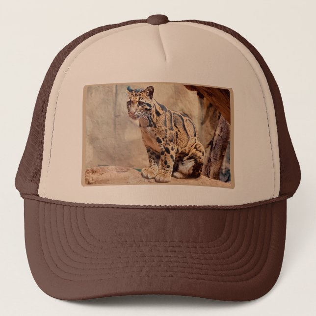 clouded leopard picture nature wildlife exotic trucker hat (Front)