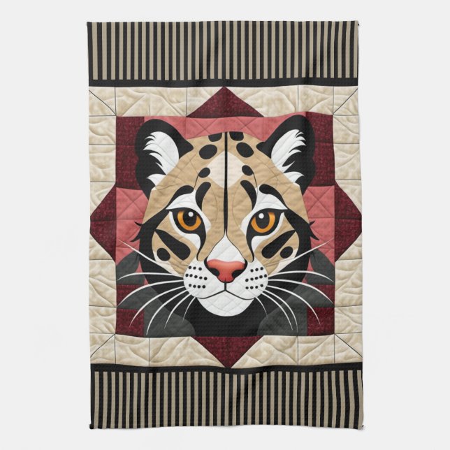 Clouded Leopard Quilt  Kitchen Towel (Vertical)