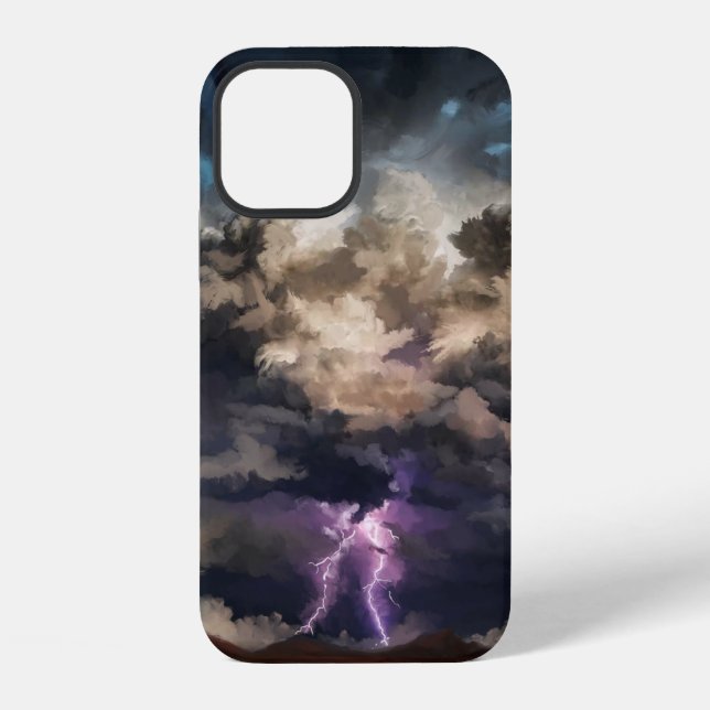 Clouded lightening storm  iPhone case (Back)