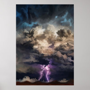 Clouded lightening storm  poster