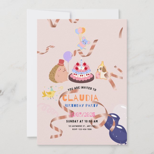 cloudia birthday invitation card (Front)