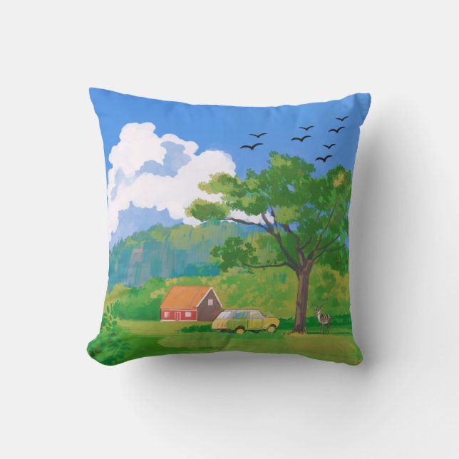 Cloudlane Cottage  Throw Pillow (Front)